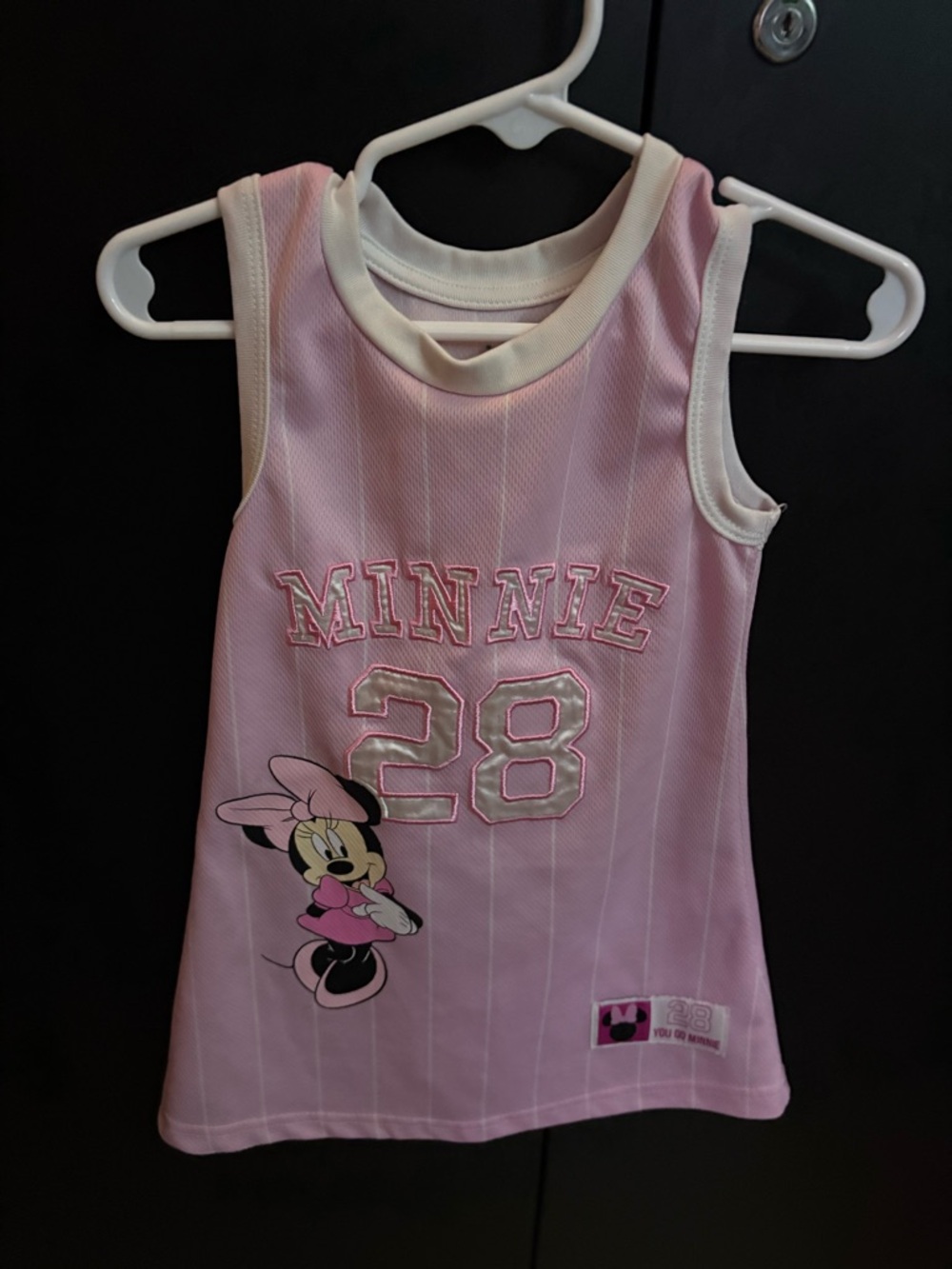 Disney Pink Minnie Mouse Tank Top Dress with White Trim